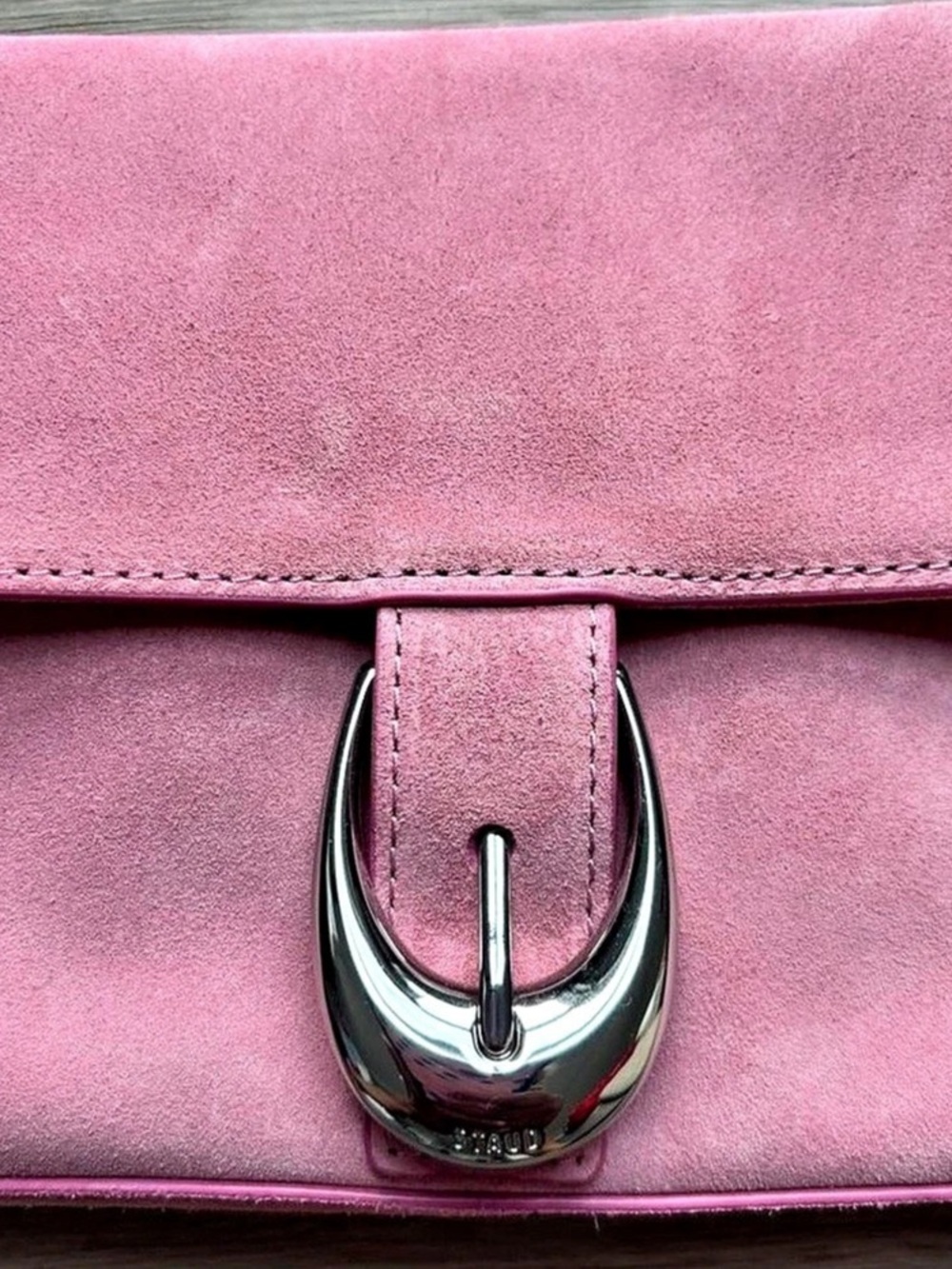 STAUD Harlow Suede Shoulder Bag Pink - Picture 3 of 5